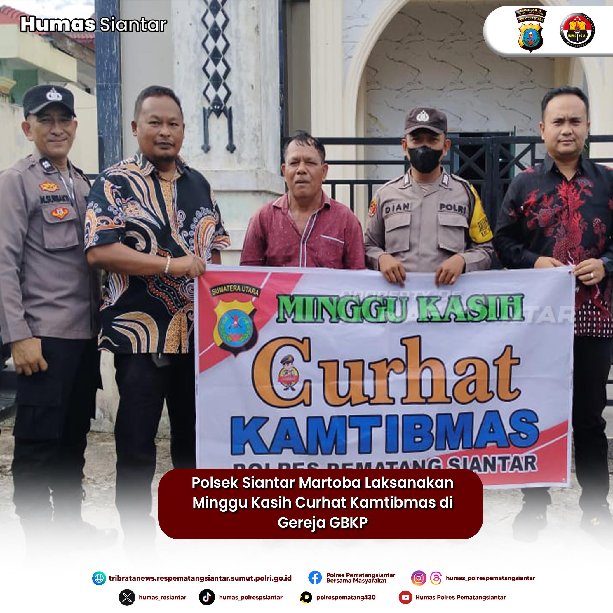 Polsek Siantar Martoba Laksanakan Minggu Kasih Curhat Kamtibmas di Gereja GBKP