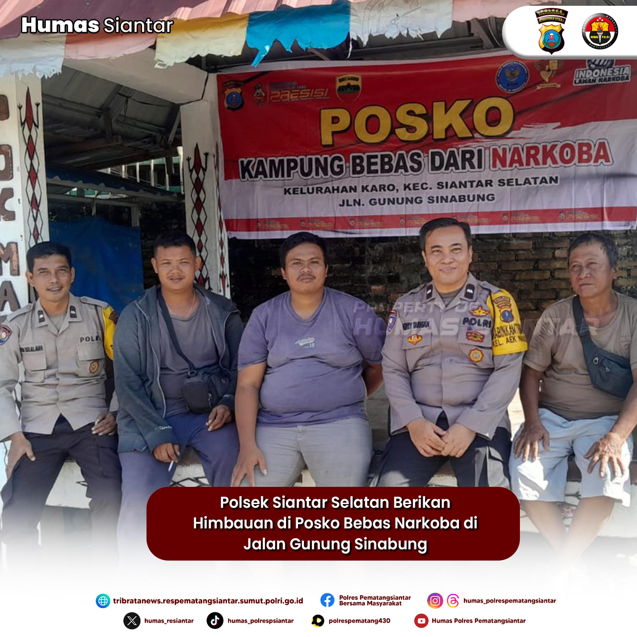 Polsek Siantar Selatan Berikan Himbauan di Posko Bebas Narkoba di Jalan Gunung Sinabung
