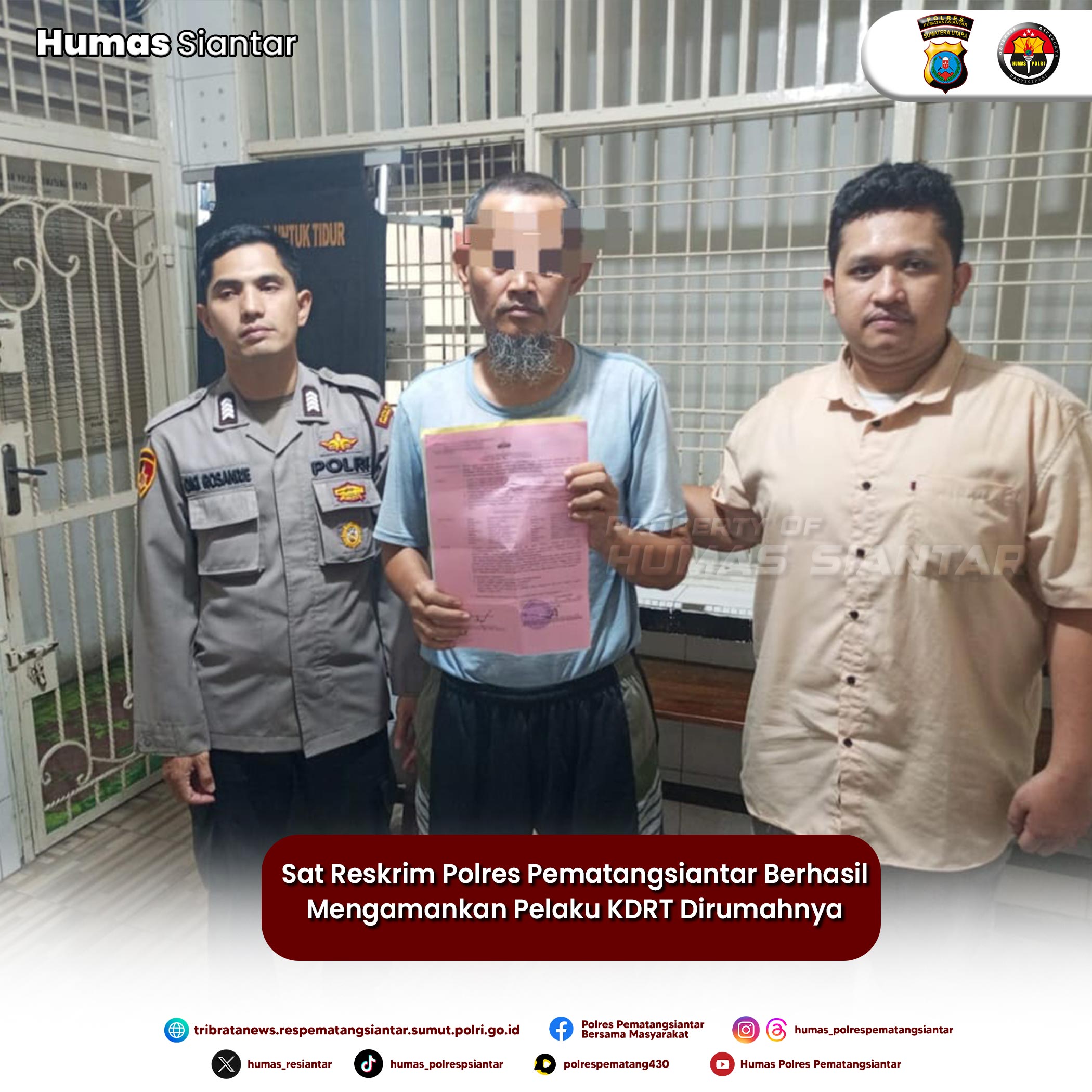 Sat Reskrim Polres Pematangsiantar Berhasil Mengamankan Pelaku KDRT Dirumahnya