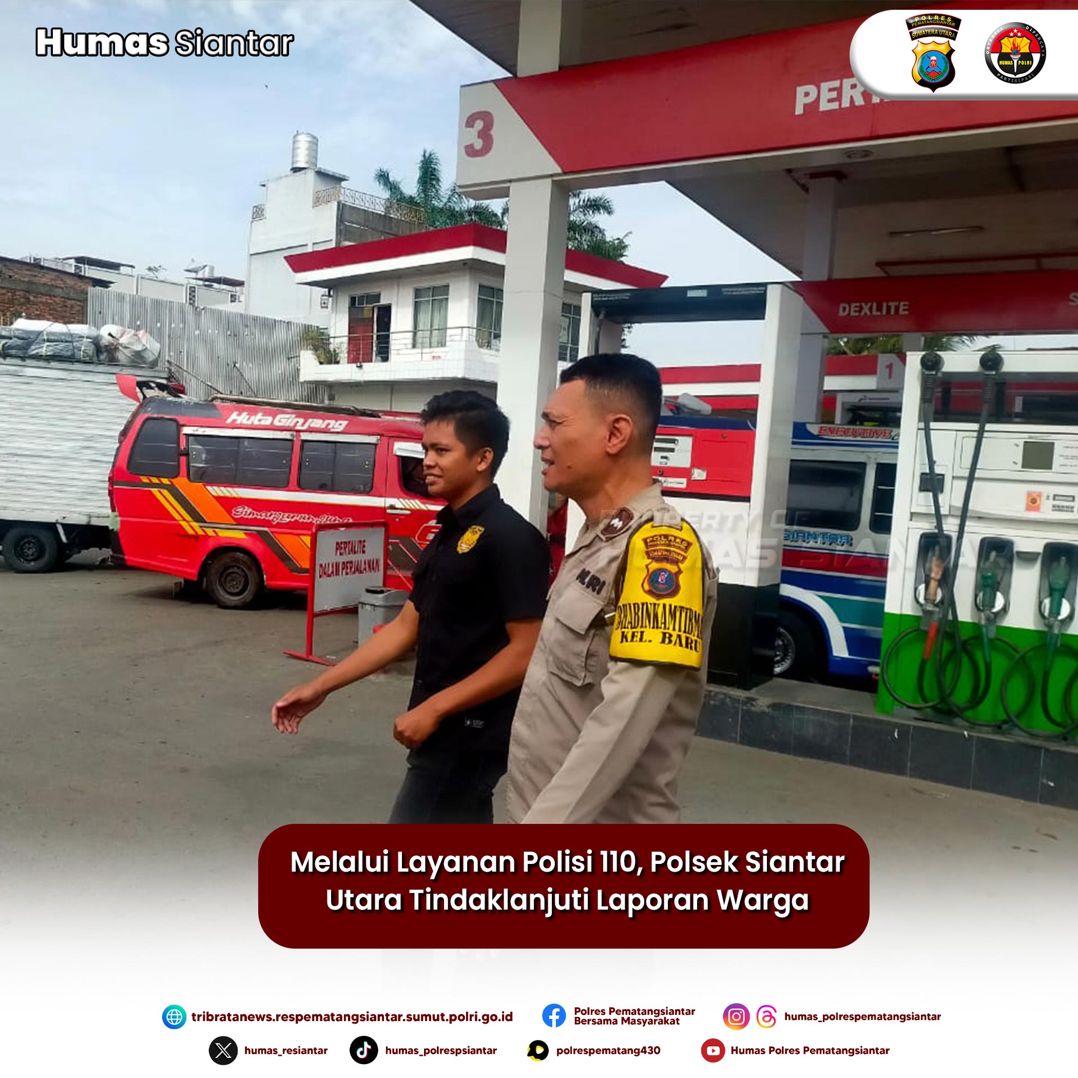 Melalui Layanan Polisi 110, Polsek Siantar Utara Tindaklanjuti Laporan Warga