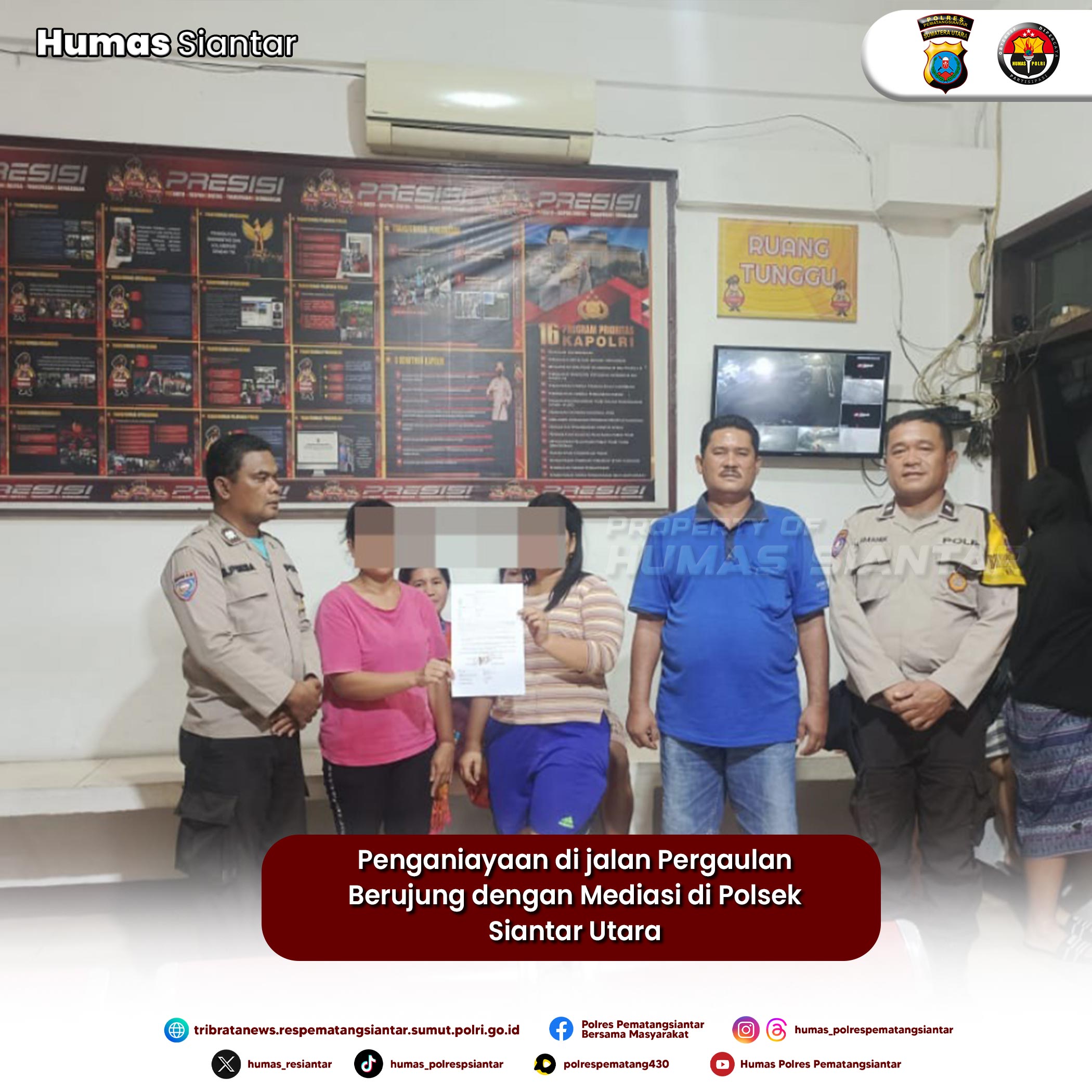 Penganiayaan di jalan Pergaulan Berujung dengan Mediasi di Polsek Siantar Utara