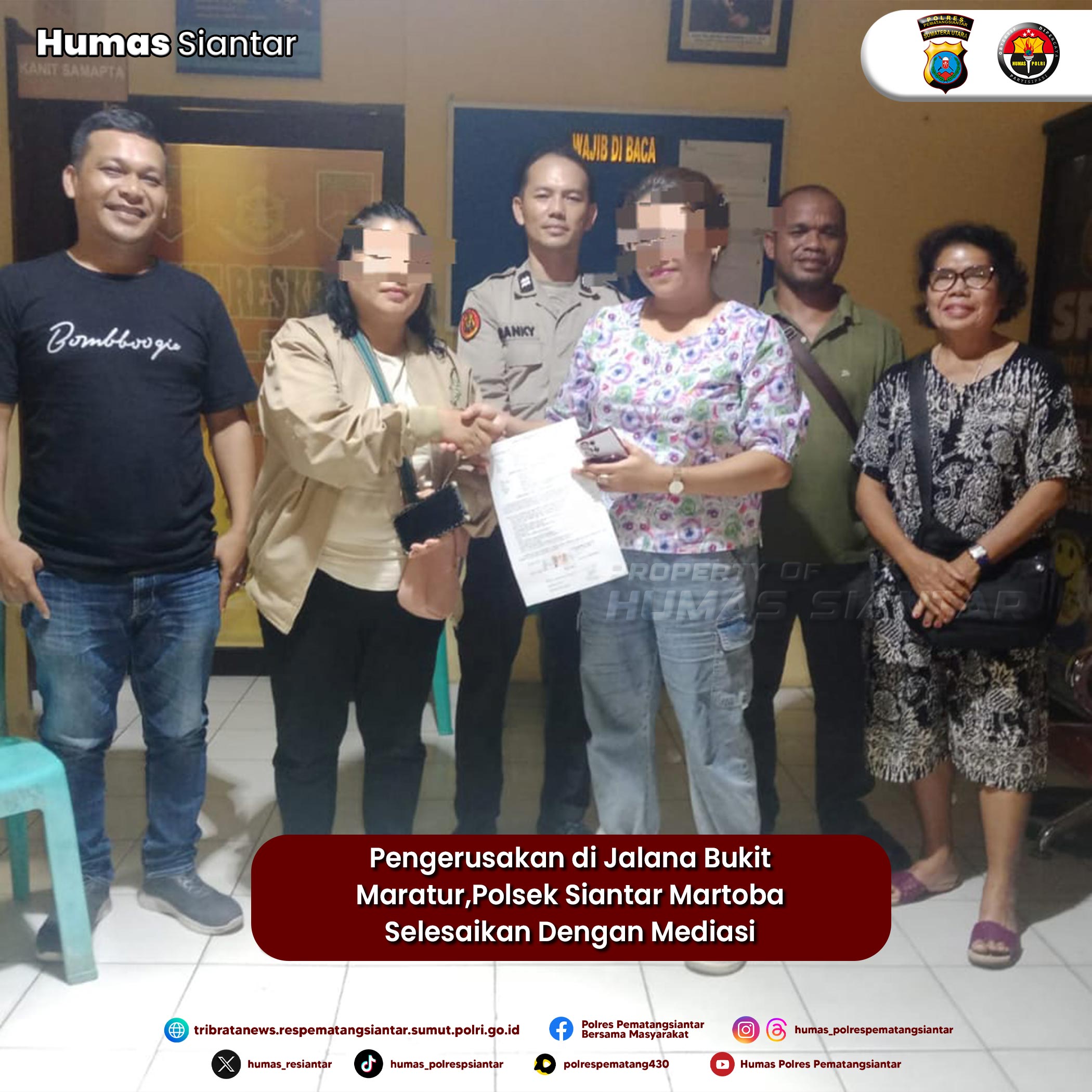 Pengerusakan di Jalana Bukit Maratur,Polsek Siantar Martoba Selesaikan Dengan Mediasi