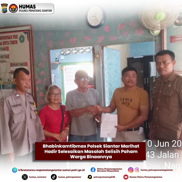 Bhabinkamtibmas Polsek Siantar Marihat Hadir Selesaikan Masalah Selisih Paham Warga Binaannya