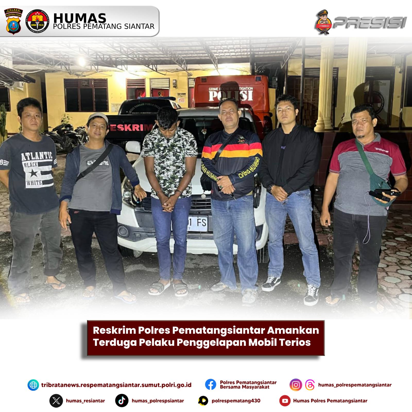 Reskrim Polres Pematangsiantar Amankan Terduga Pelaku Penggelapan Mobil Terios