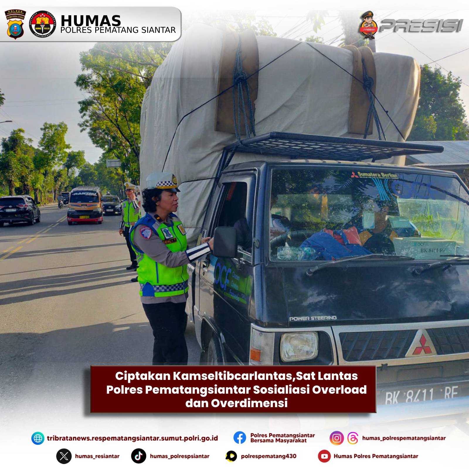 Ciptakan Kamseltibcarlantas,Sat Lantas Polres Pematangsiantar Sosialiasi Overload dan Overdimensi